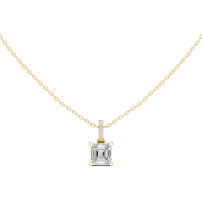 Asscher Hidden Halo Pavé-Bail Pendant