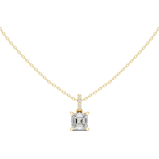 Asscher Hidden Halo Pavé-Bail Pendant