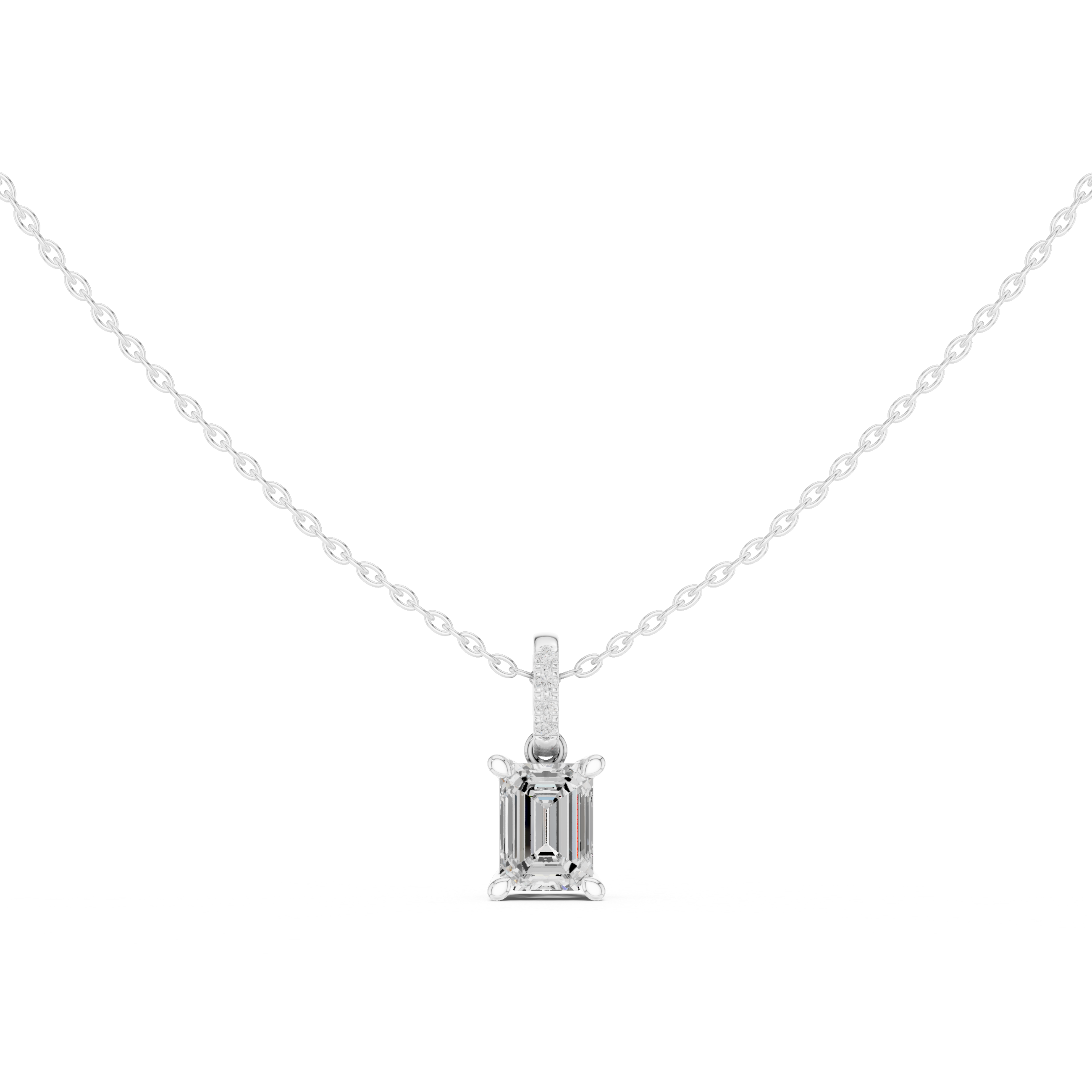 Emerald-Cut Step-Cut Solitaire Pendant