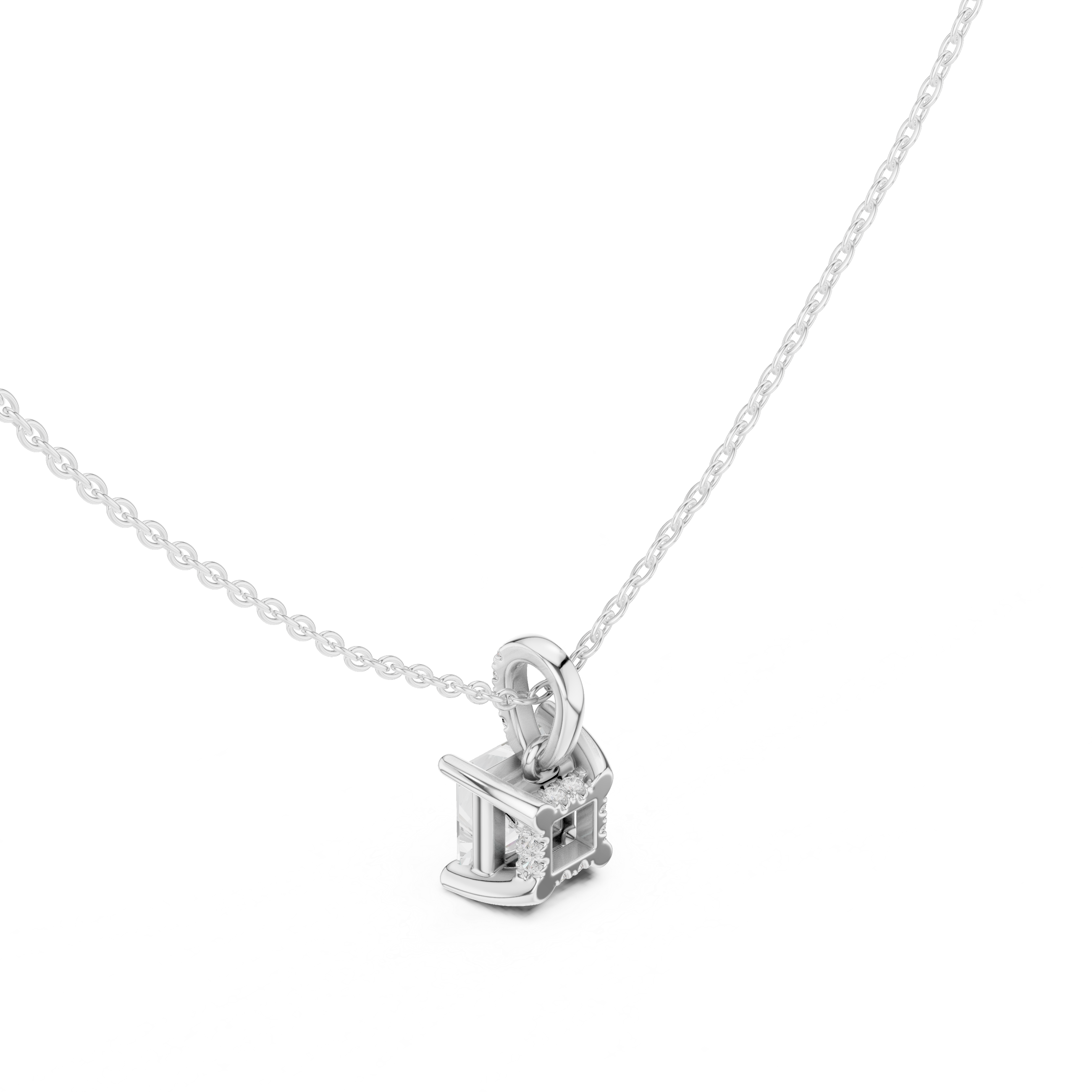 Princess Hidden Halo Pavé-Bail Pendant