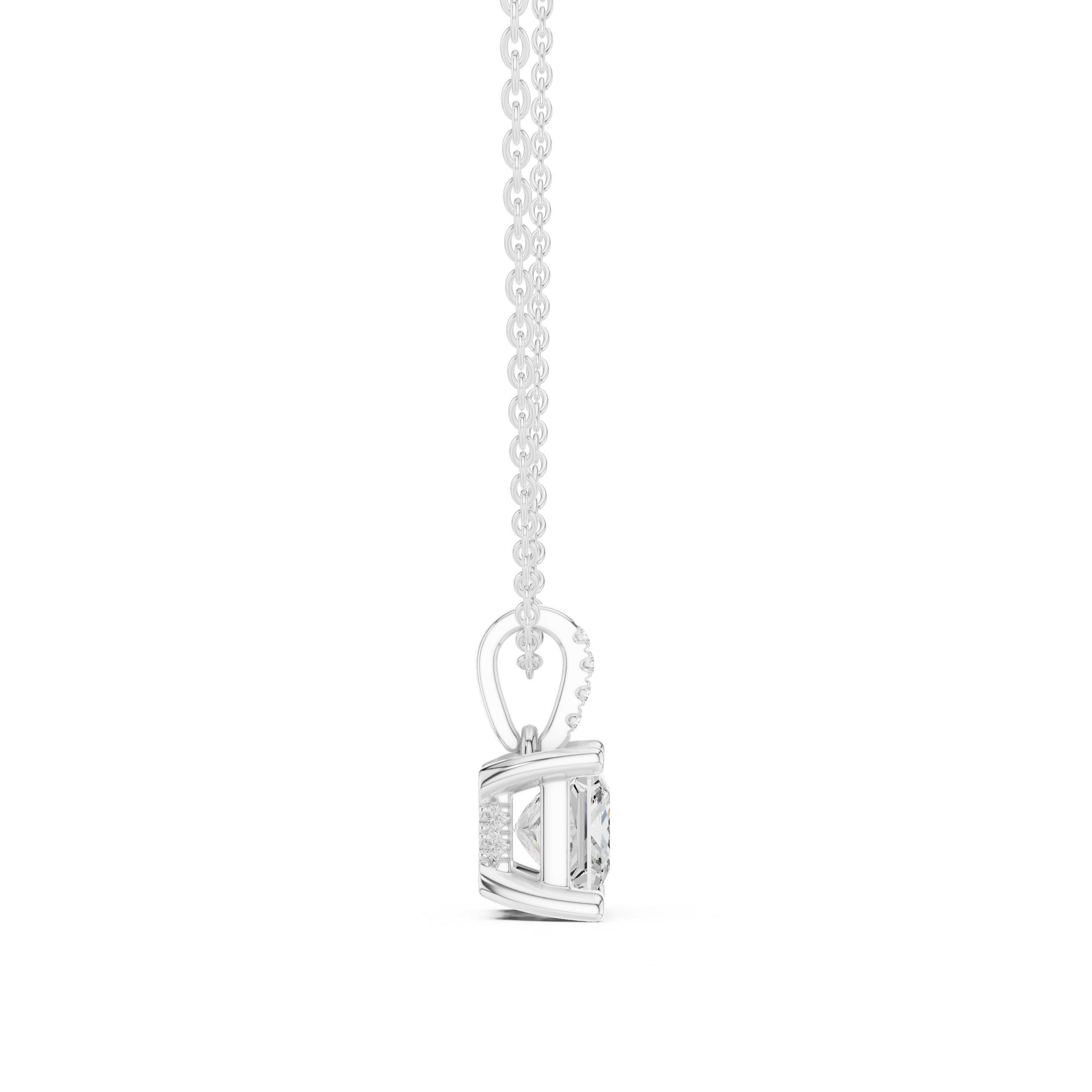 Princess Hidden Halo Pavé-Bail Pendant