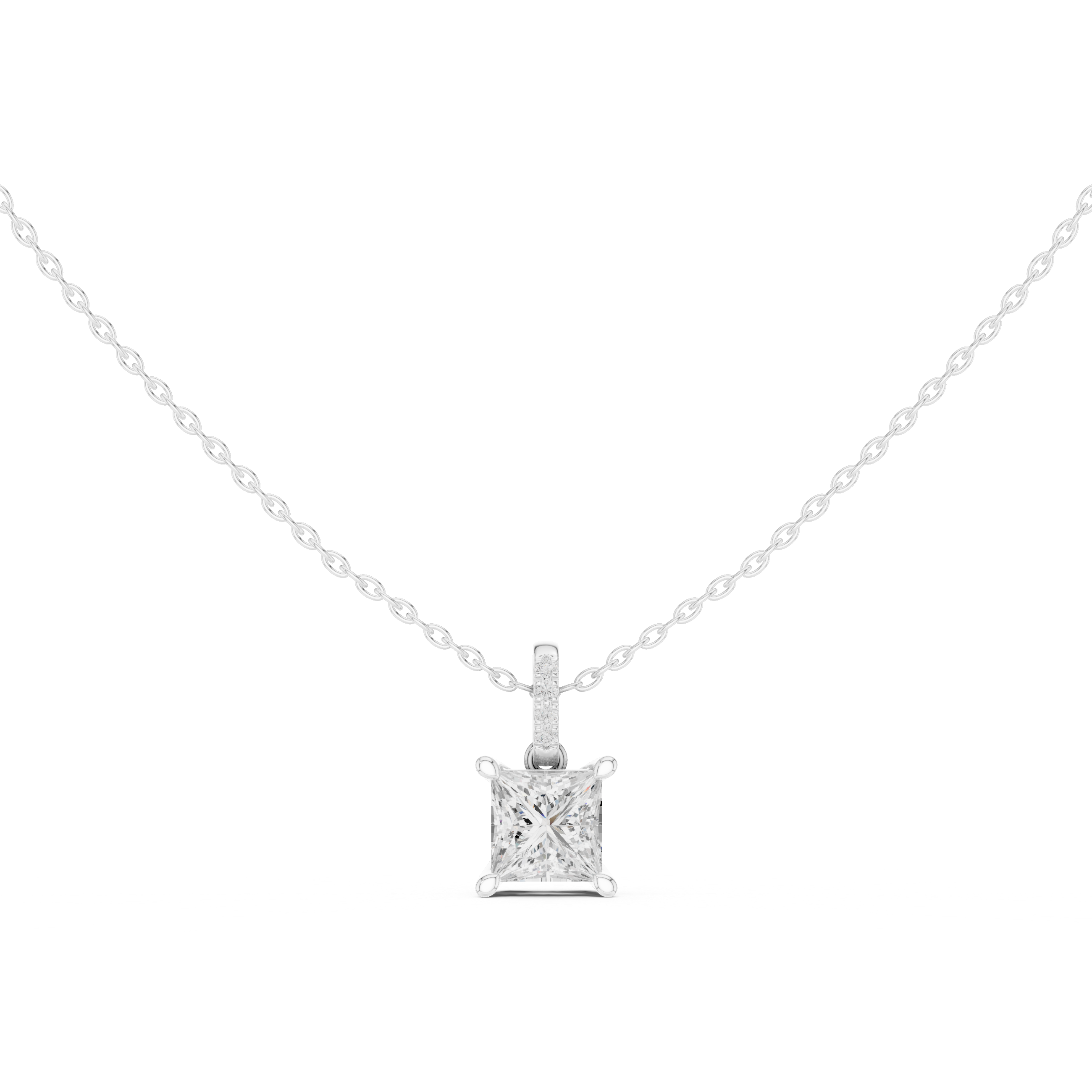 Princess Hidden Halo Pavé-Bail Pendant