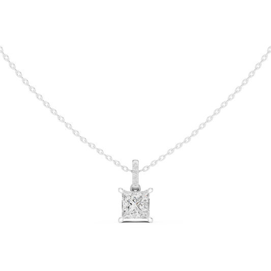 Princess Hidden Halo Pavé-Bail Pendant