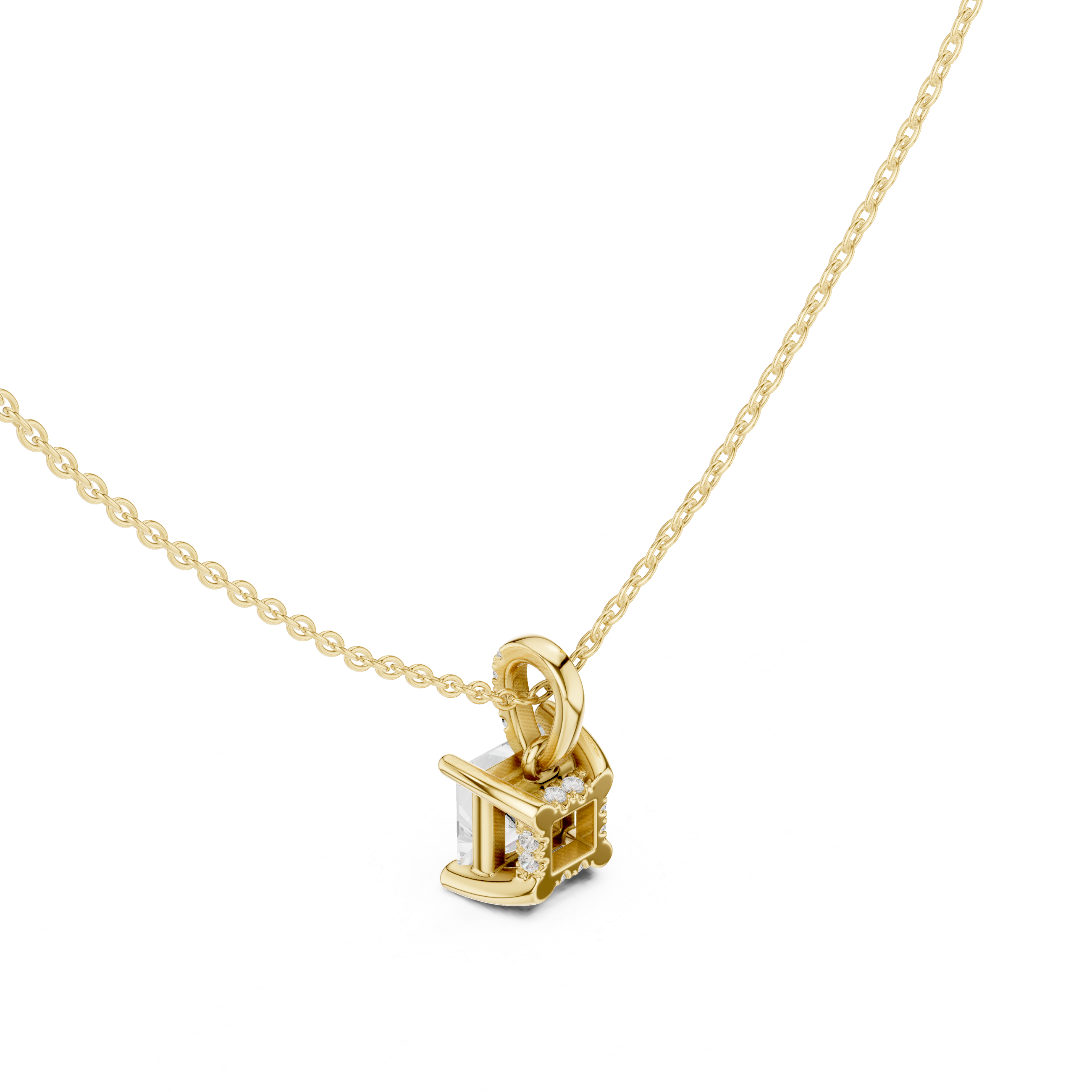 Princess Hidden Halo Pavé-Bail Pendant