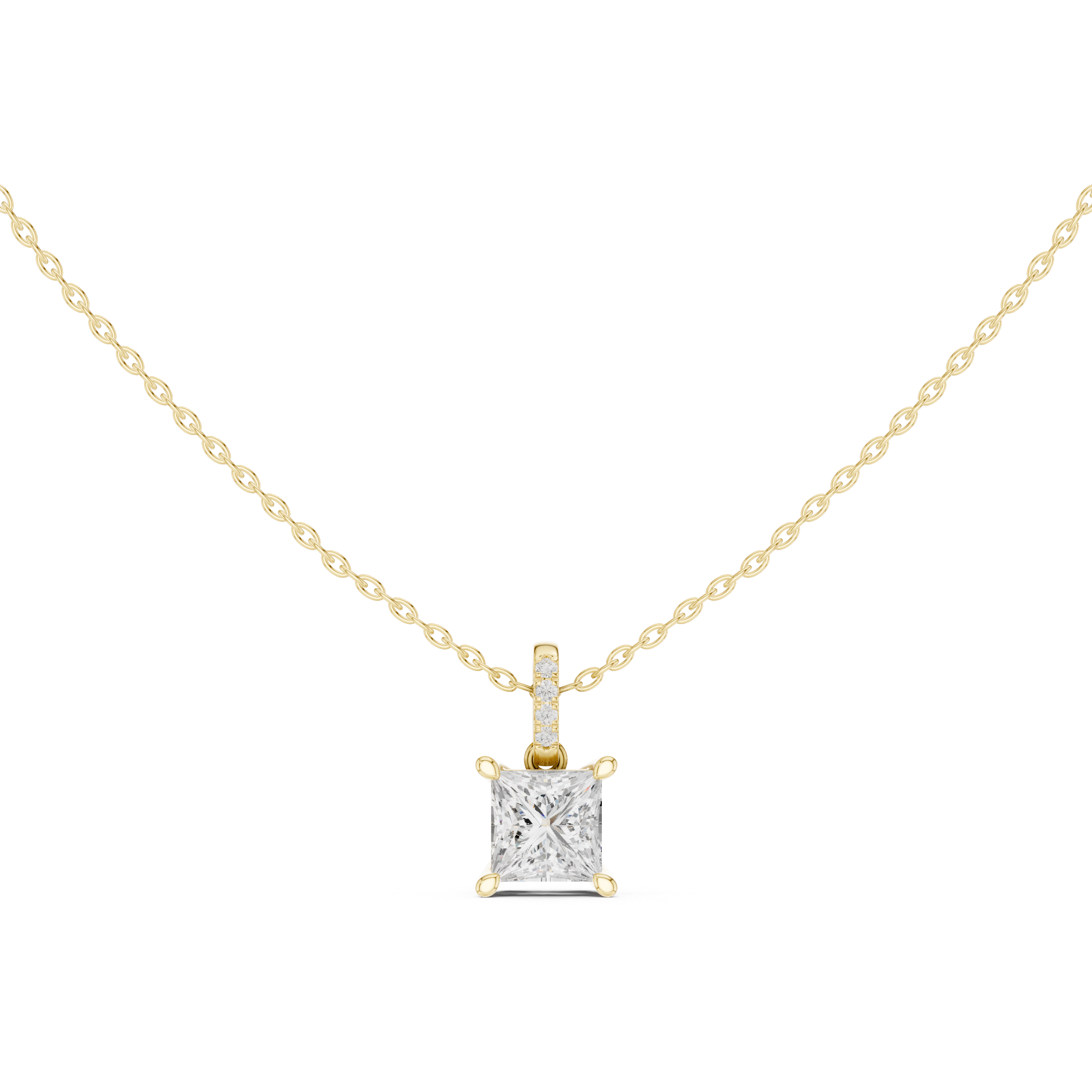 Princess Hidden Halo Pavé-Bail Pendant