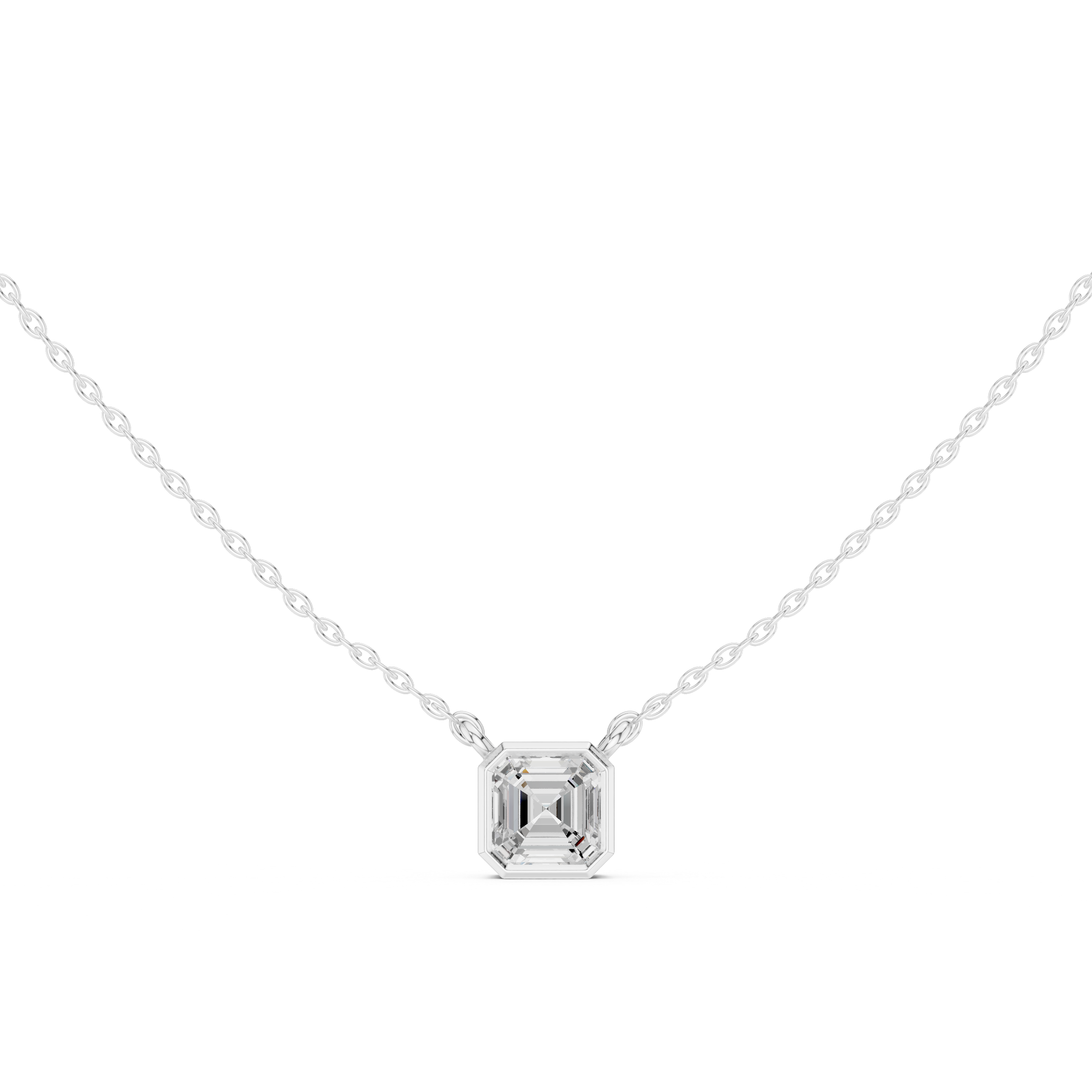 The Architectural Asscher Bezel Pendant Set