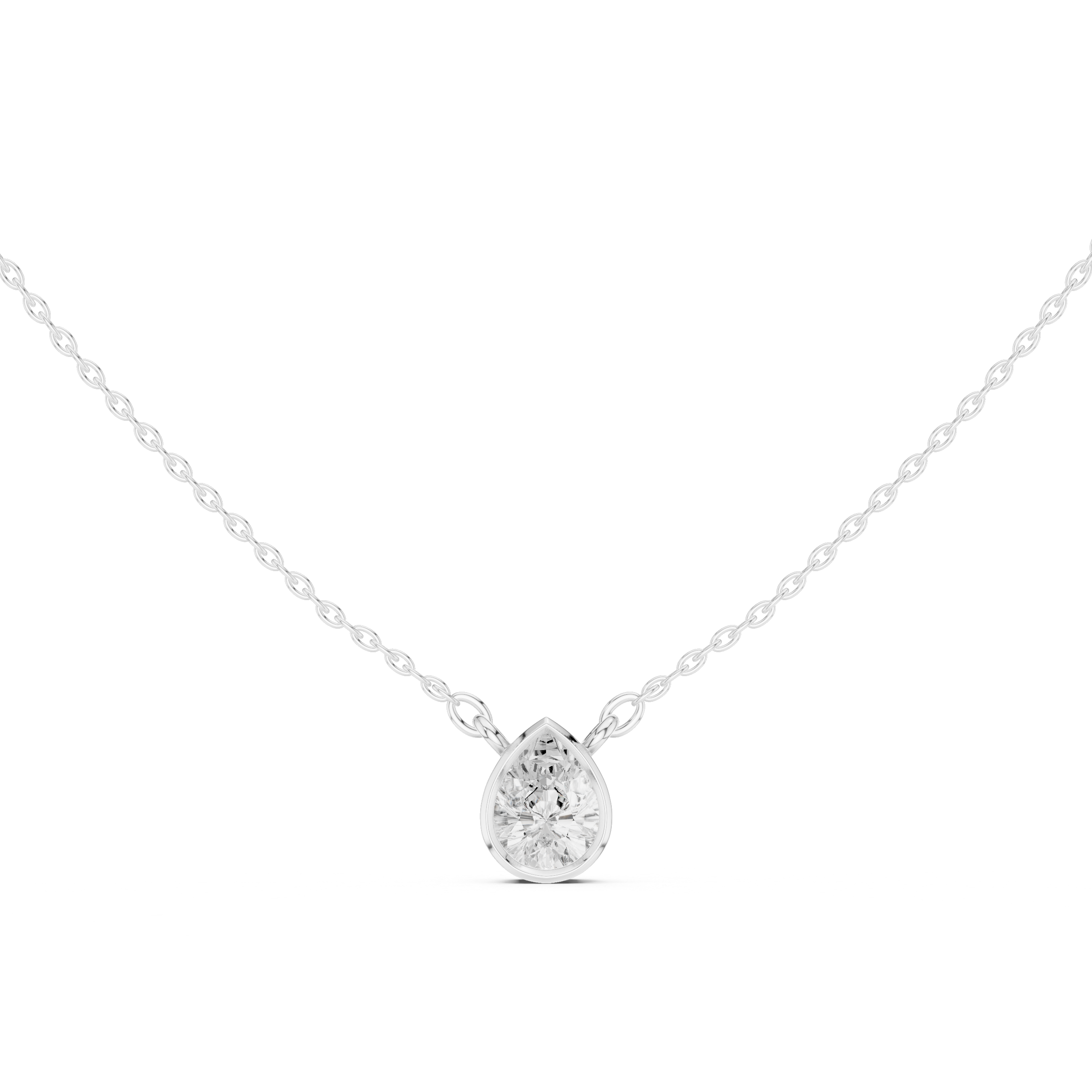 Bezel Pear Solitaire Pendant Set