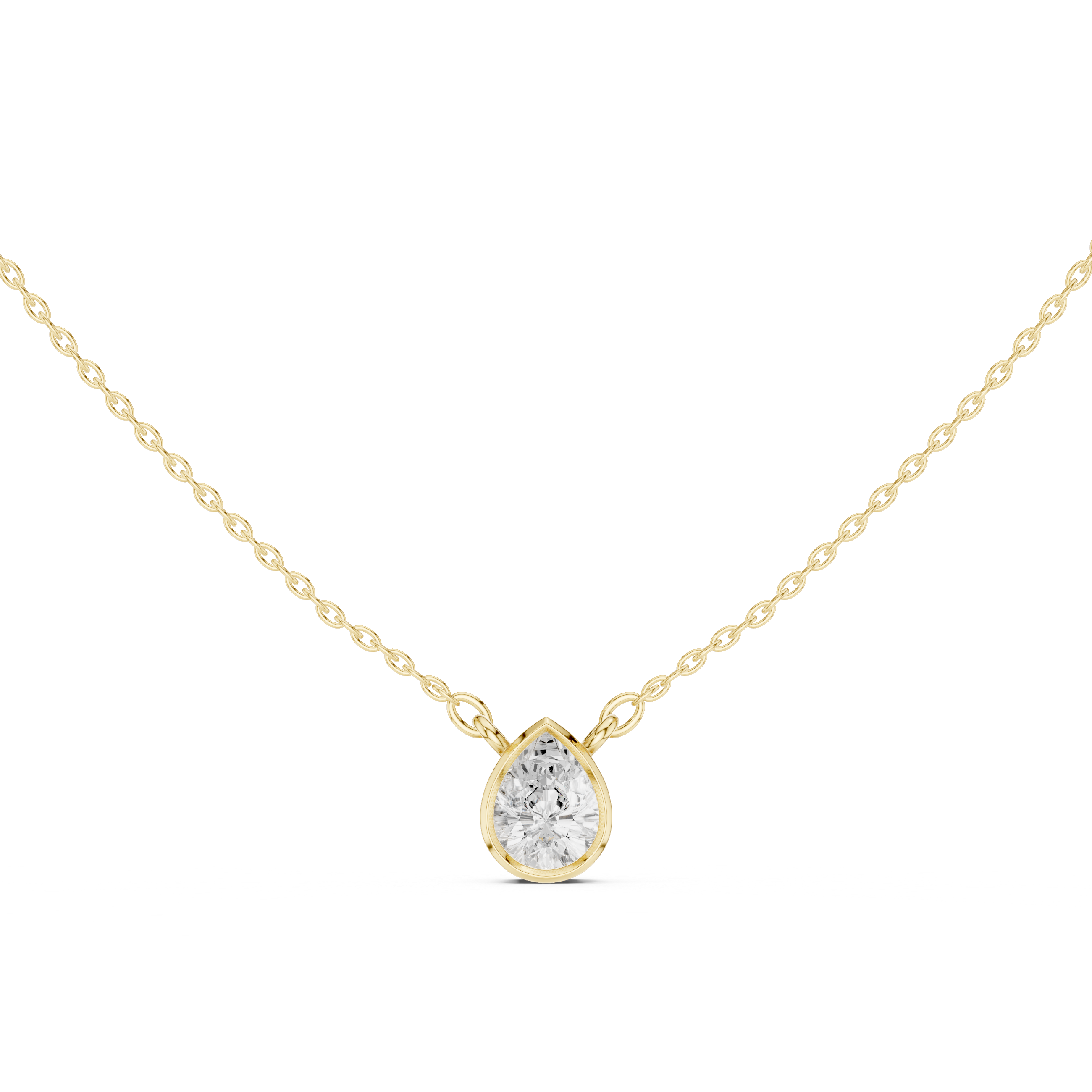 Bezel Pear Solitaire Pendant Set