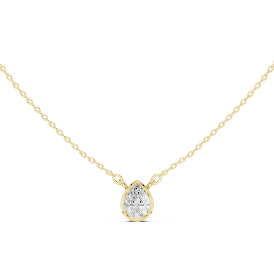 Bezel Pear Solitaire Pendant Set