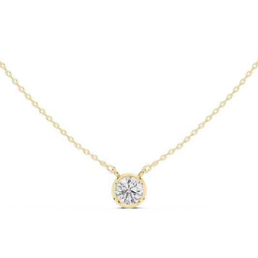 Pure Round Bezel Fixed-Chain Pendant Set