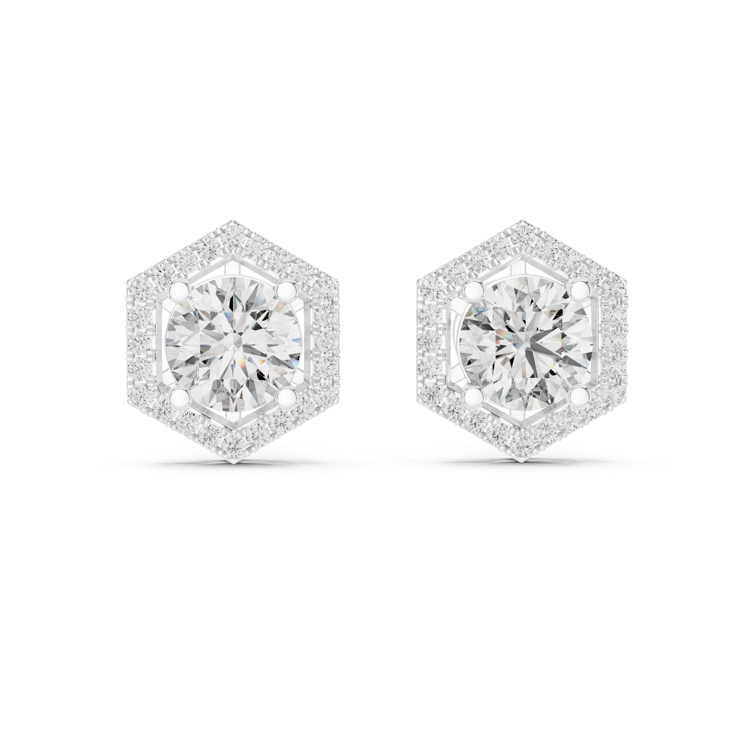 Orecchini a perno esagonali con diamante a pavé