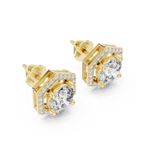 Orecchini a perno esagonali con diamante a pavé