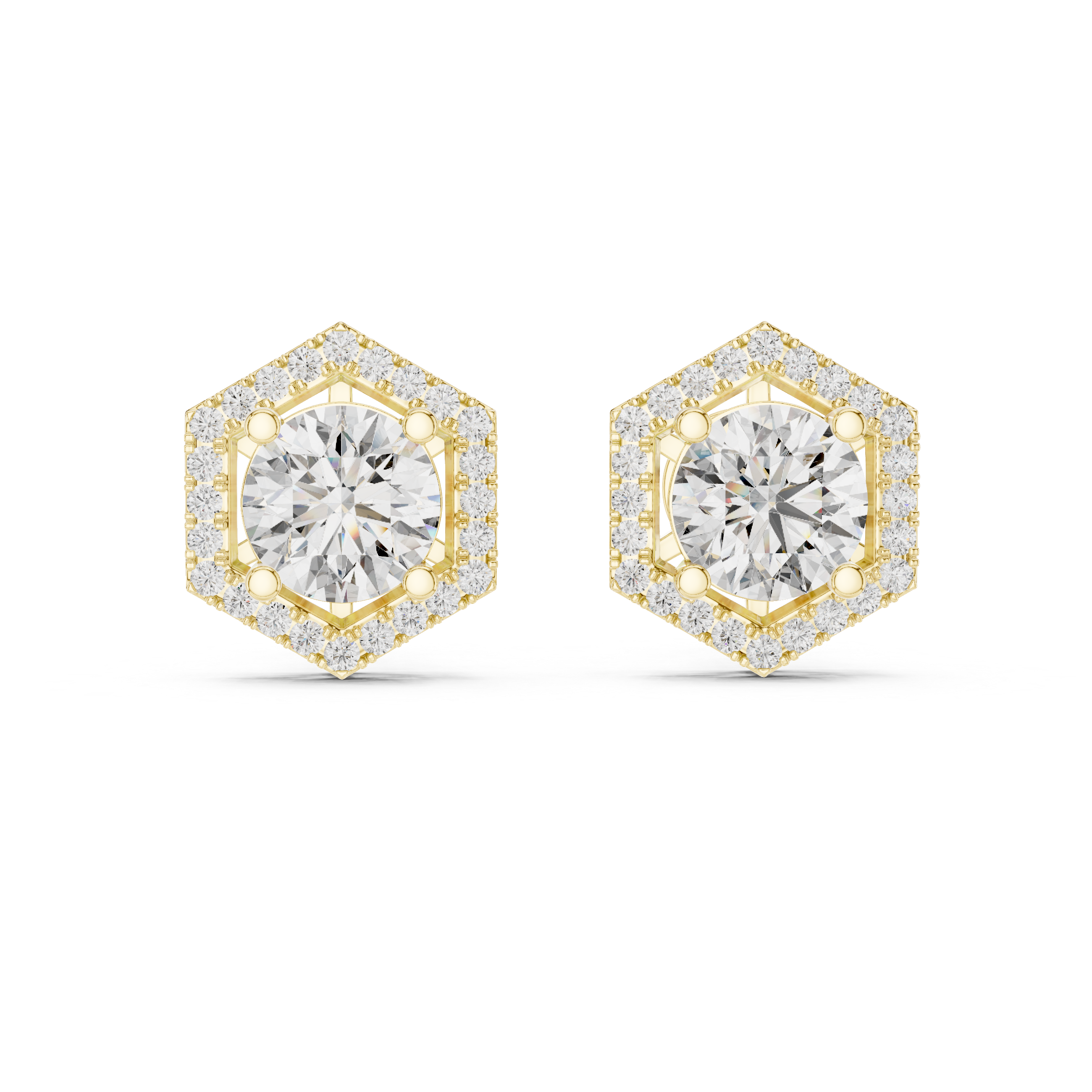 Orecchini a perno esagonali con diamante a pavé