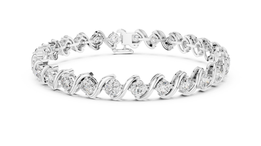 The Wave Round Diamond Tennis Line Bracelet