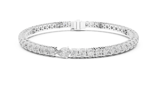 Round and Pear Accent Tennis Bracelet