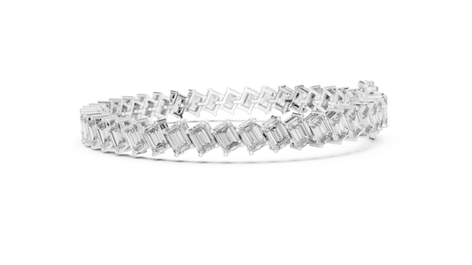 Diagonal Emerald Cut Tennis Bracelet