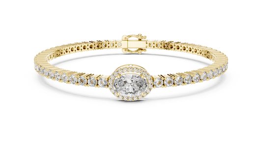 Oval Diamond Halo Centerpiece Tennis Bracelet