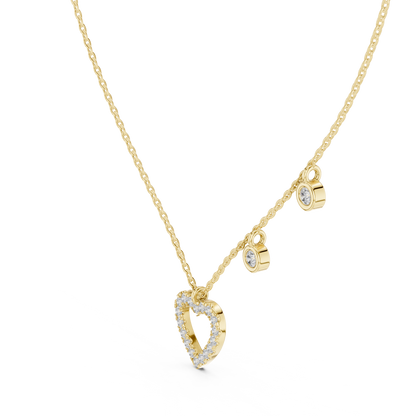 Pavé Open Heart & Bezel Charm Drop Necklace