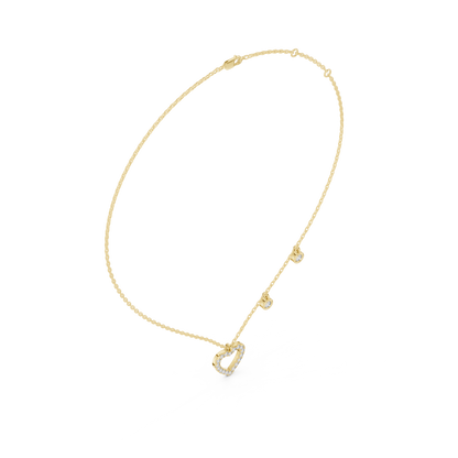 Pavé Open Heart & Bezel Charm Drop Necklace