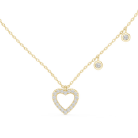 Pavé Open Heart & Bezel Charm Drop Necklace