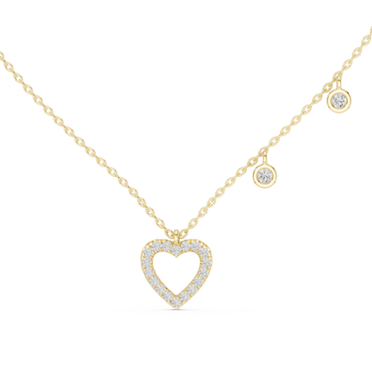 Pavé Open Heart & Bezel Charm Drop Necklace