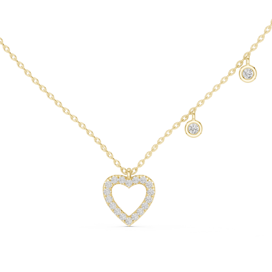 Pavé Open Heart & Bezel Charm Drop Necklace