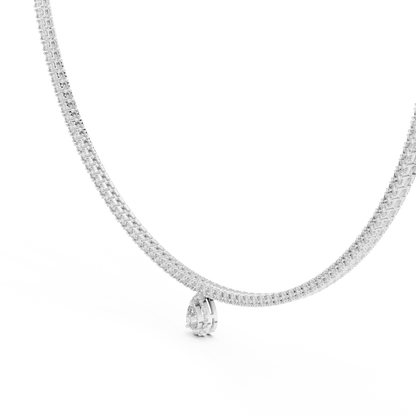 Pear Diamond Halo Drop Single-Liner