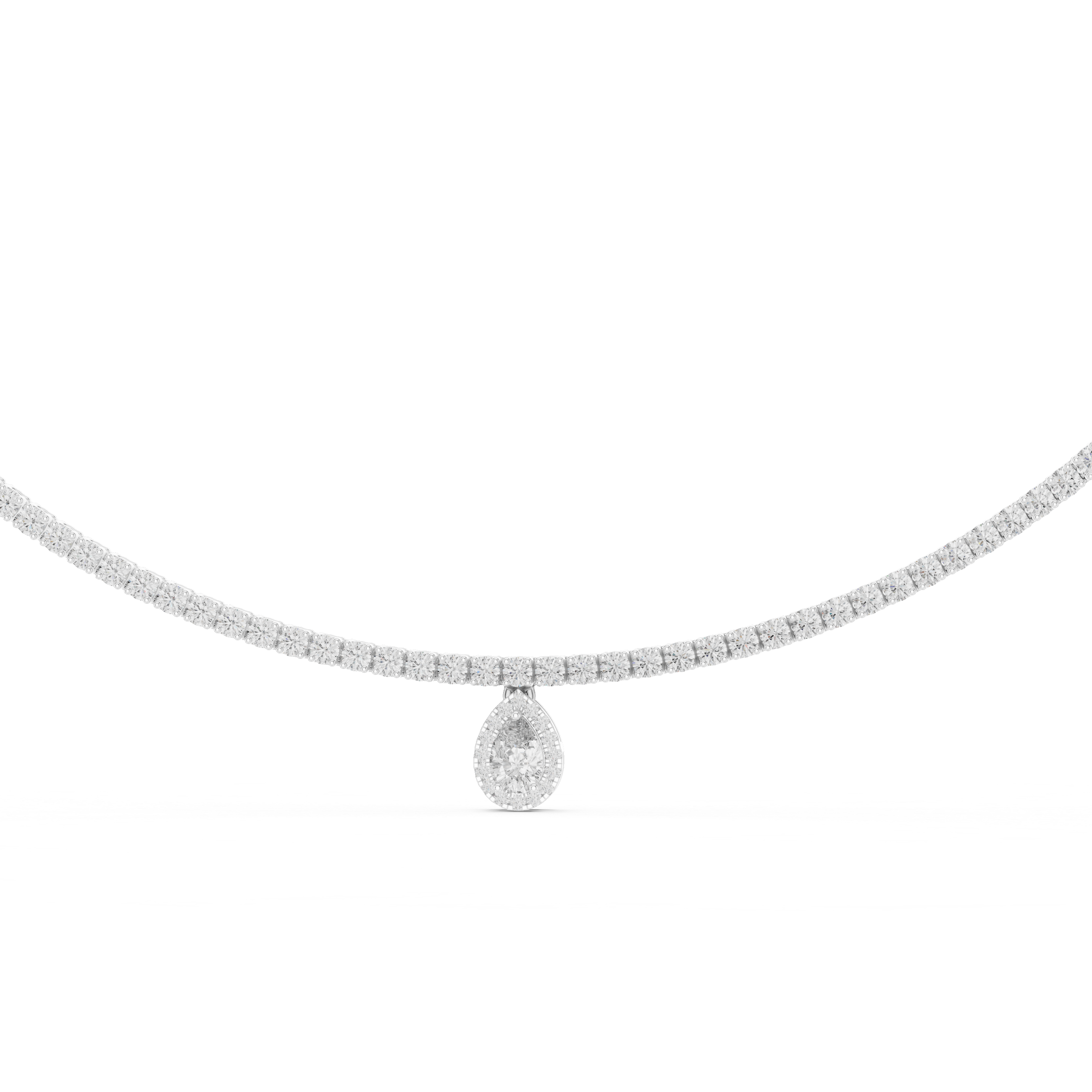Pear Diamond Halo Drop Single-Liner