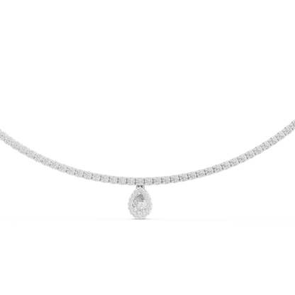 Pear Diamond Halo Drop Single-Liner