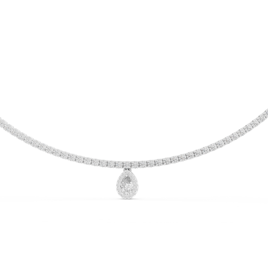 Pear Diamond Halo Drop Single-Liner