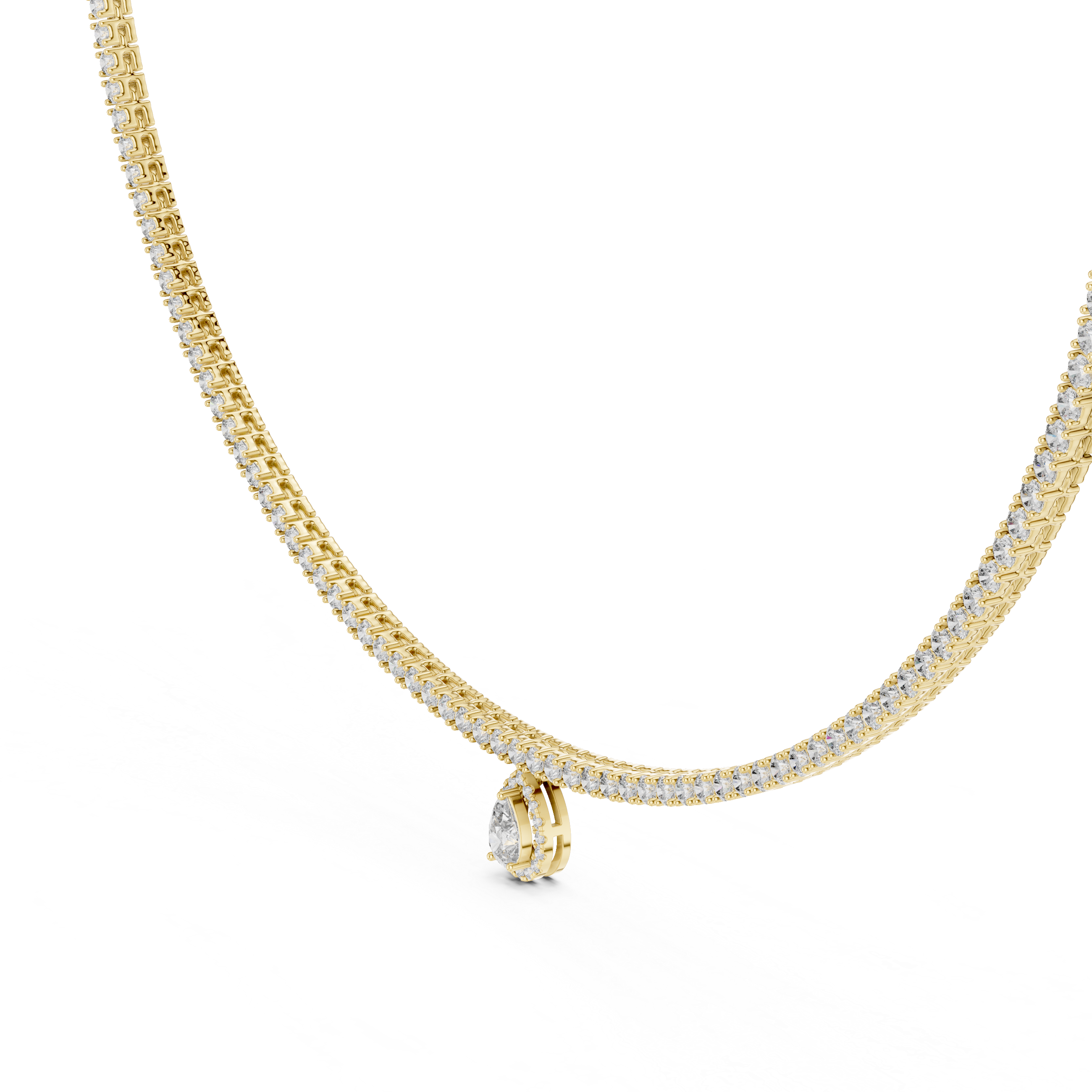 Pear Diamond Halo Drop Single-Liner