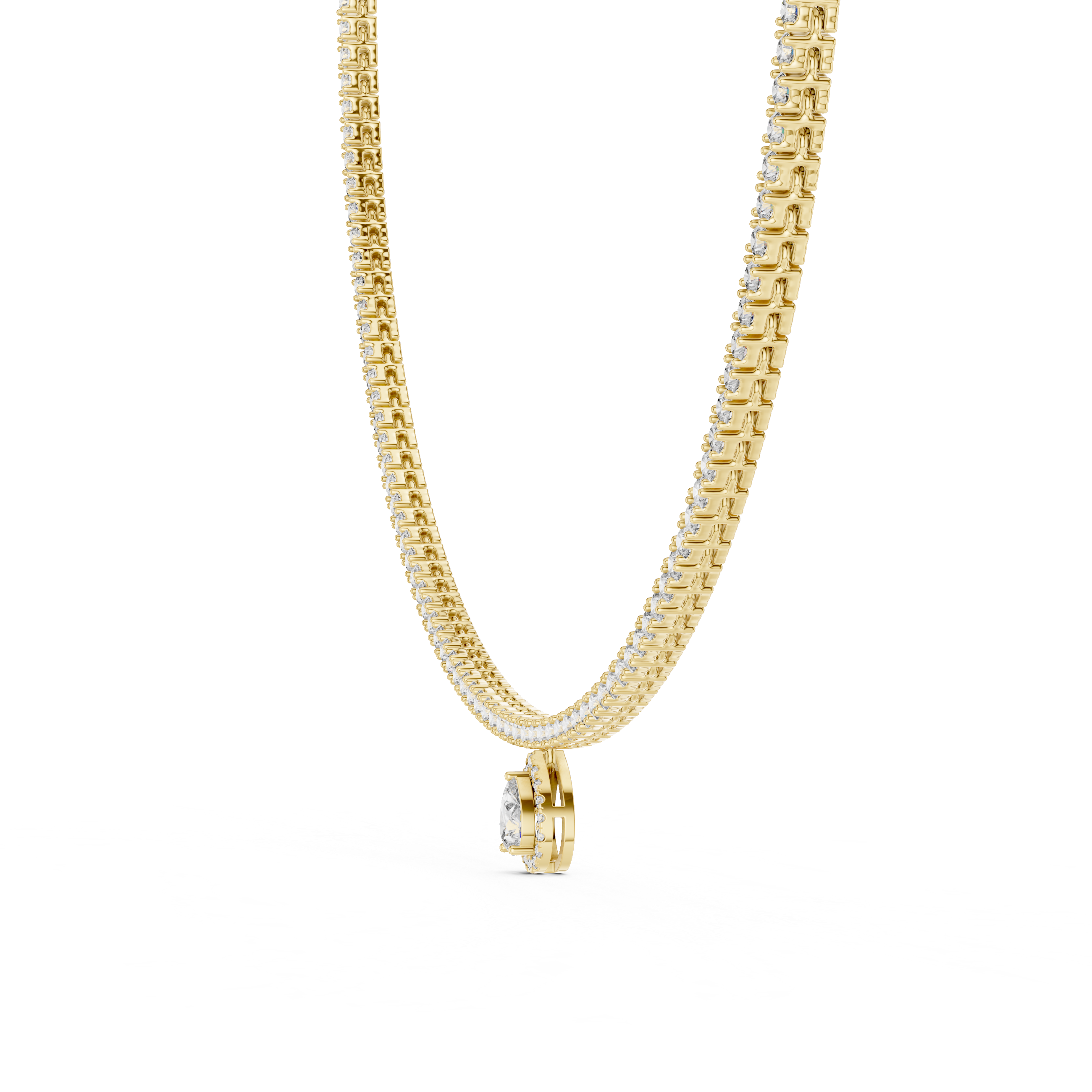 Pear Diamond Halo Drop Single-Liner
