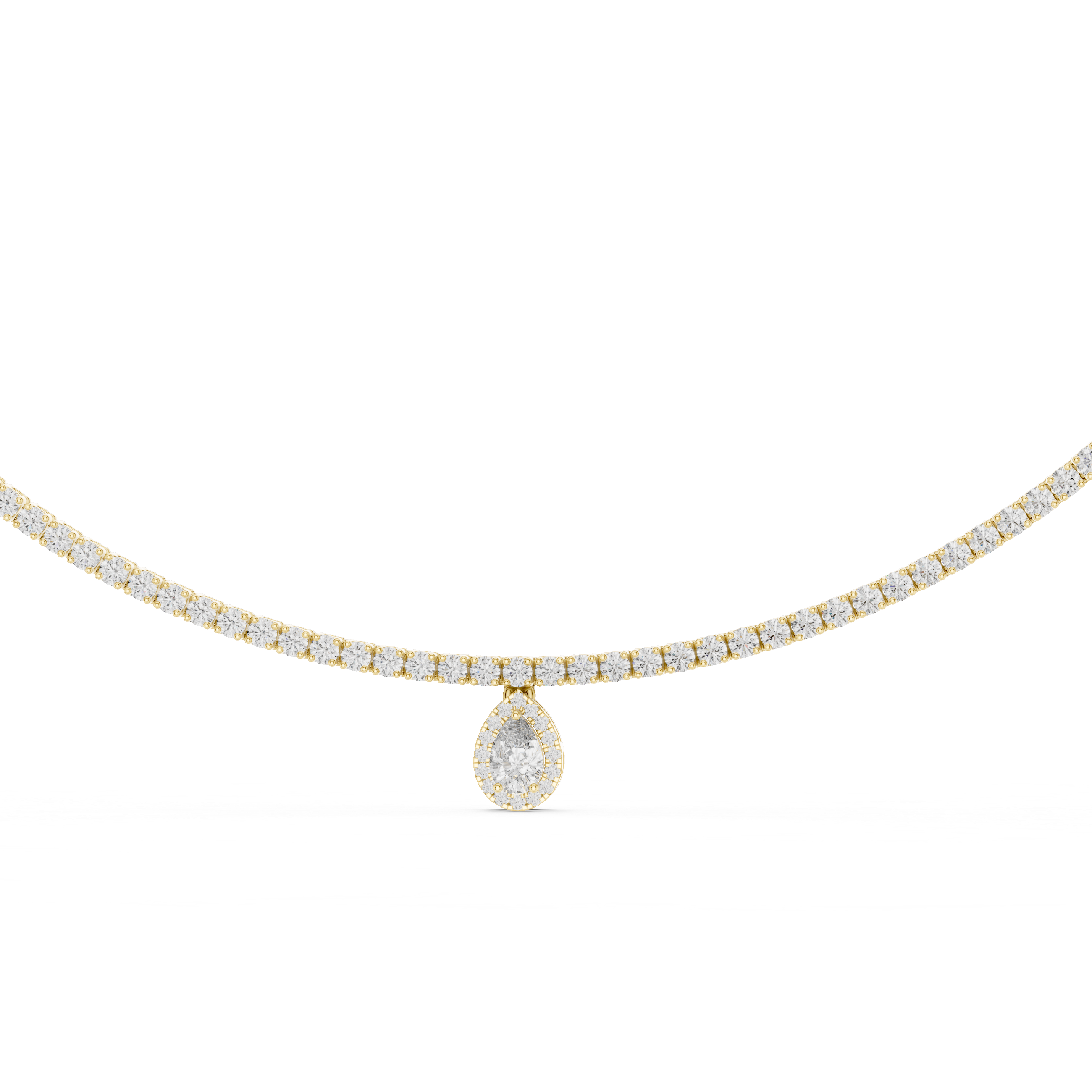 Pear Diamond Halo Drop Single-Liner