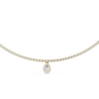 Pear Diamond Halo Drop Single-Liner