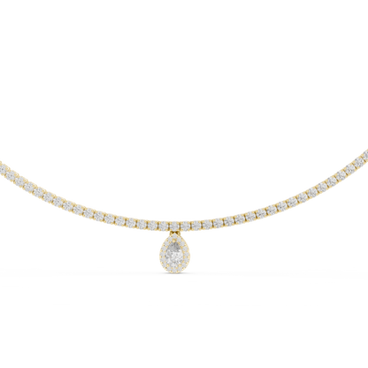 Pear Diamond Halo Drop Single-Liner