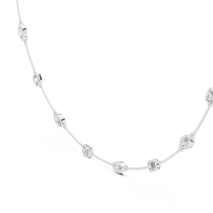 Multi-Shape Bezel Station Chain Necklace