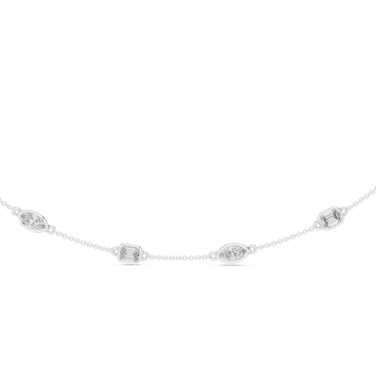 Multi-Shape Bezel Station Chain Necklace