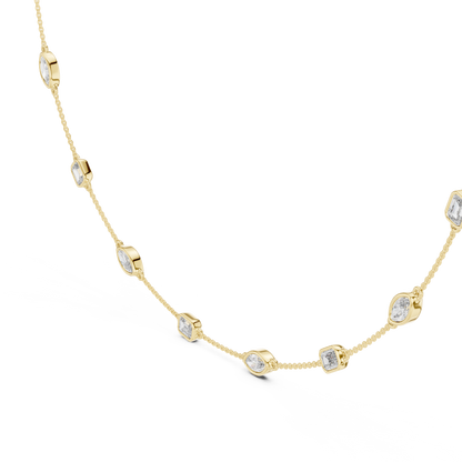 Multi-Shape Bezel Station Chain Necklace