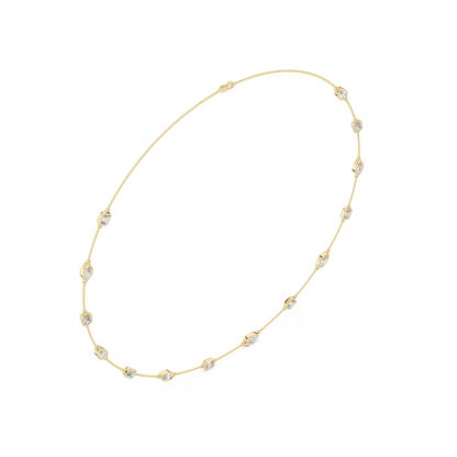 Multi-Shape Bezel Station Chain Necklace