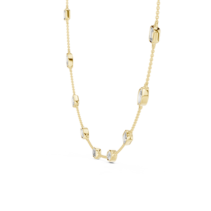 Multi-Shape Bezel Station Chain Necklace