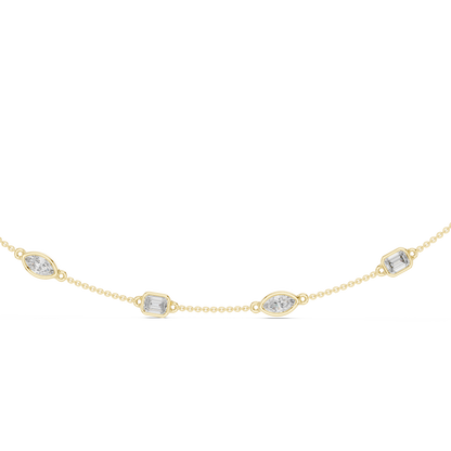 Multi-Shape Bezel Station Chain Necklace