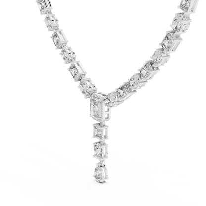 Cascading Multi-Shape Diamond Y-Necklace