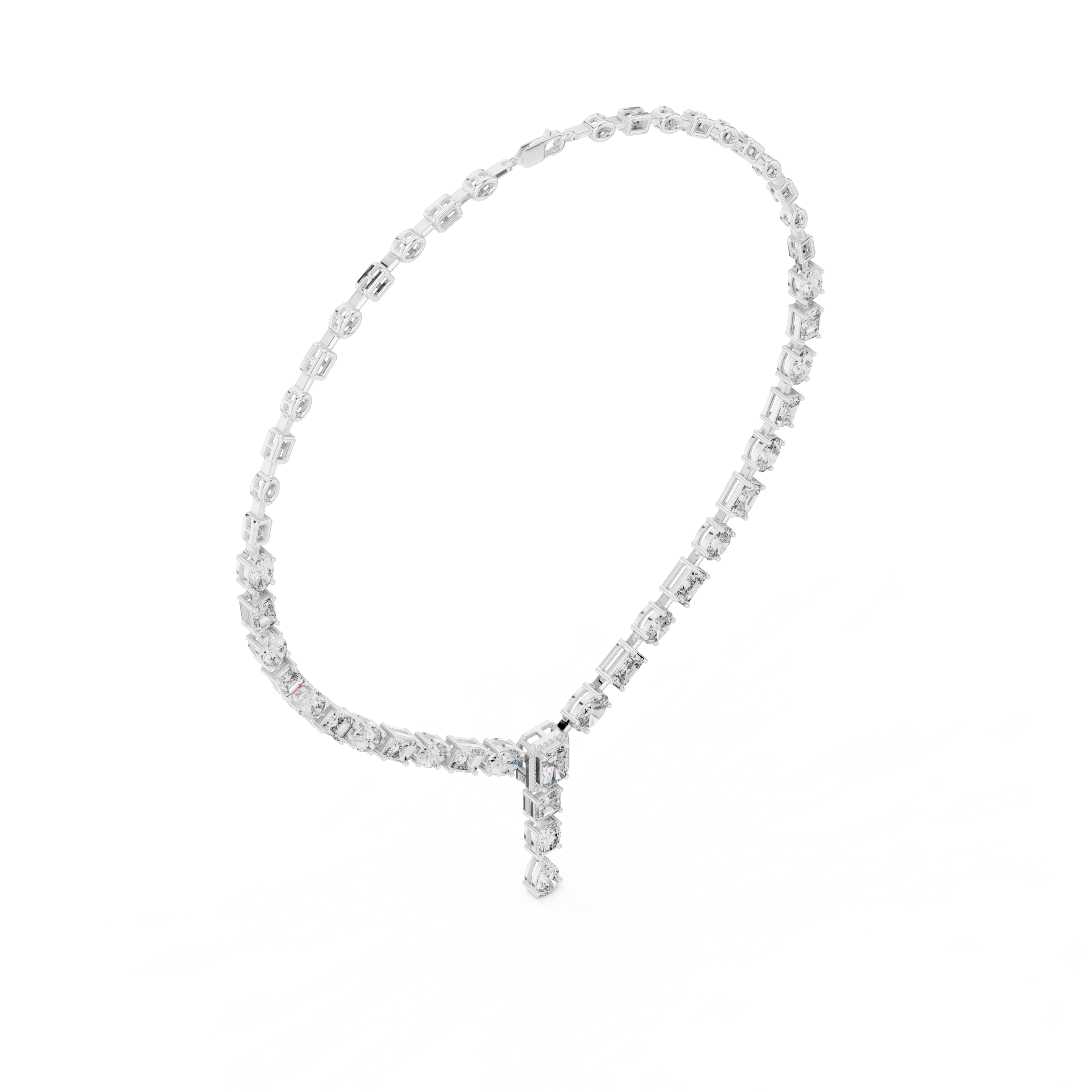 Cascading Multi-Shape Diamond Y-Necklace