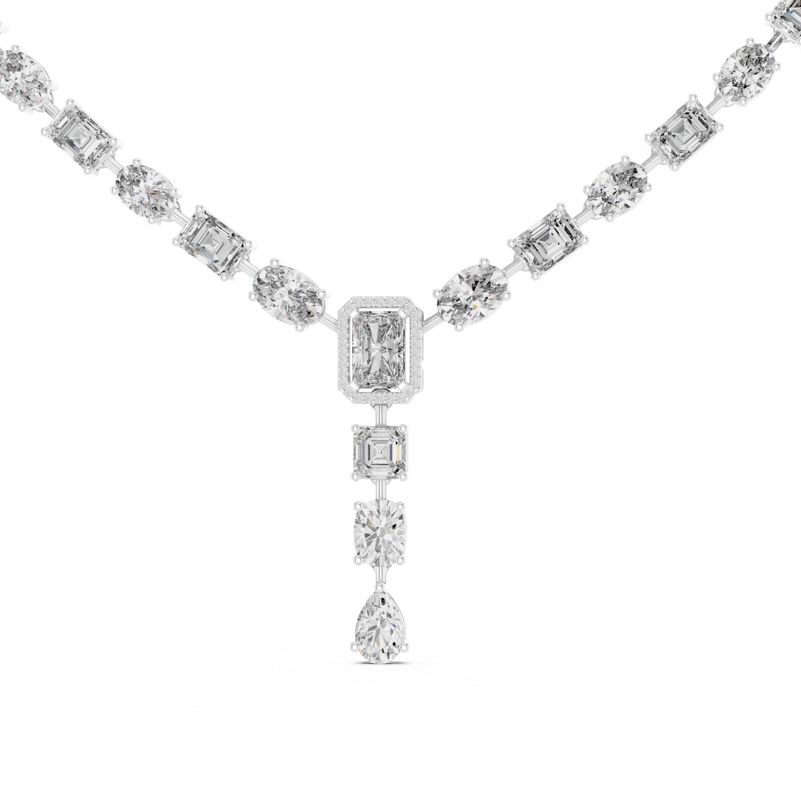 Cascading Multi-Shape Diamond Y-Necklace
