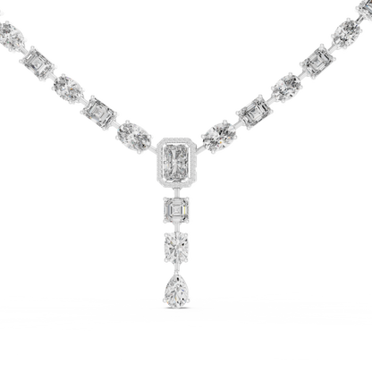 Cascading Multi-Shape Diamond Y-Necklace