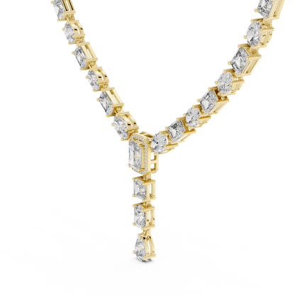 Cascading Multi-Shape Diamond Y-Necklace