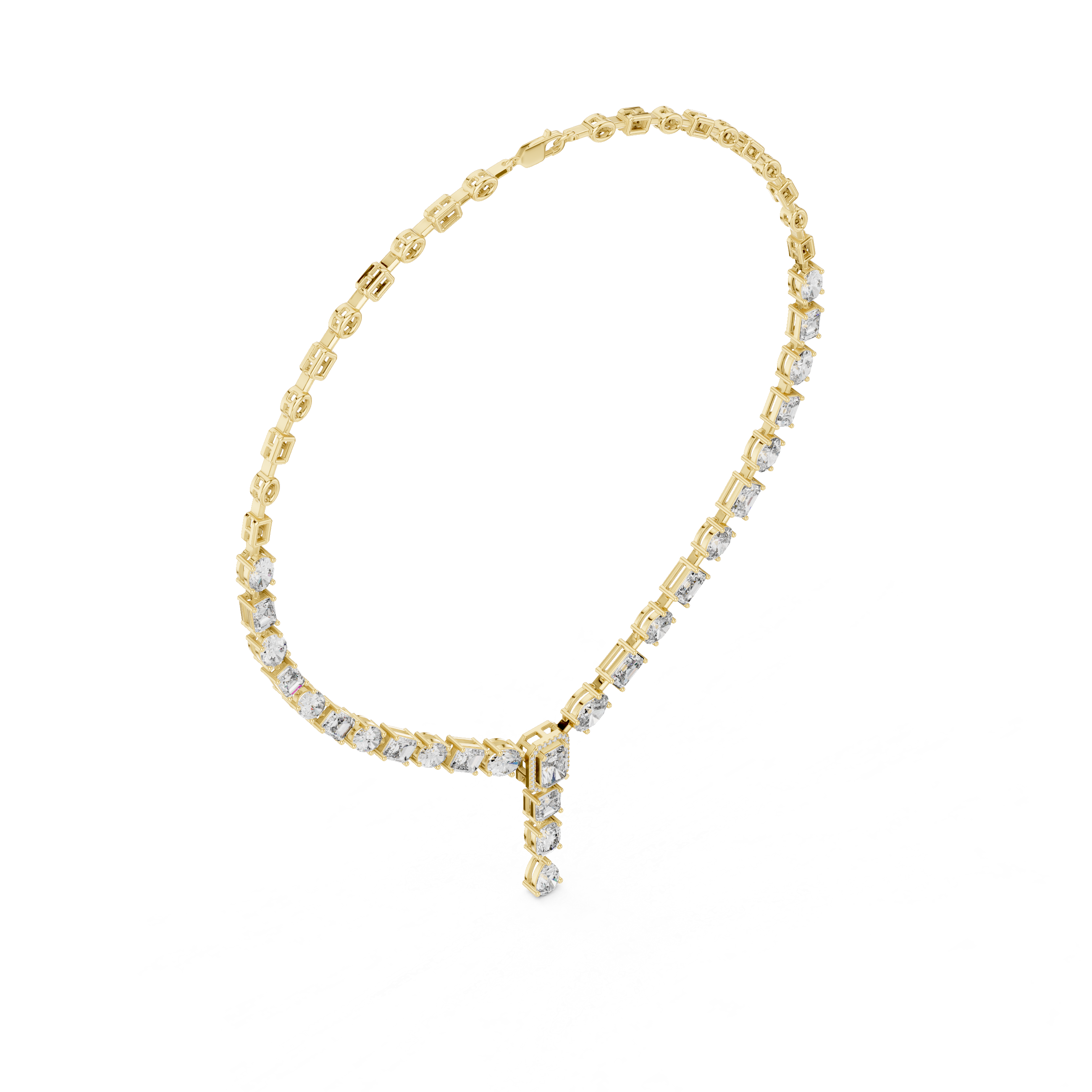 Cascading Multi-Shape Diamond Y-Necklace