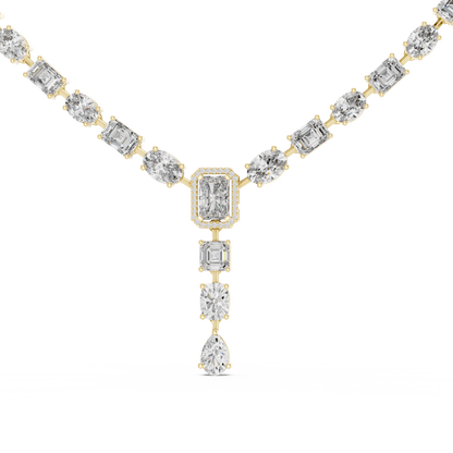 Cascading Multi-Shape Diamond Y-Necklace