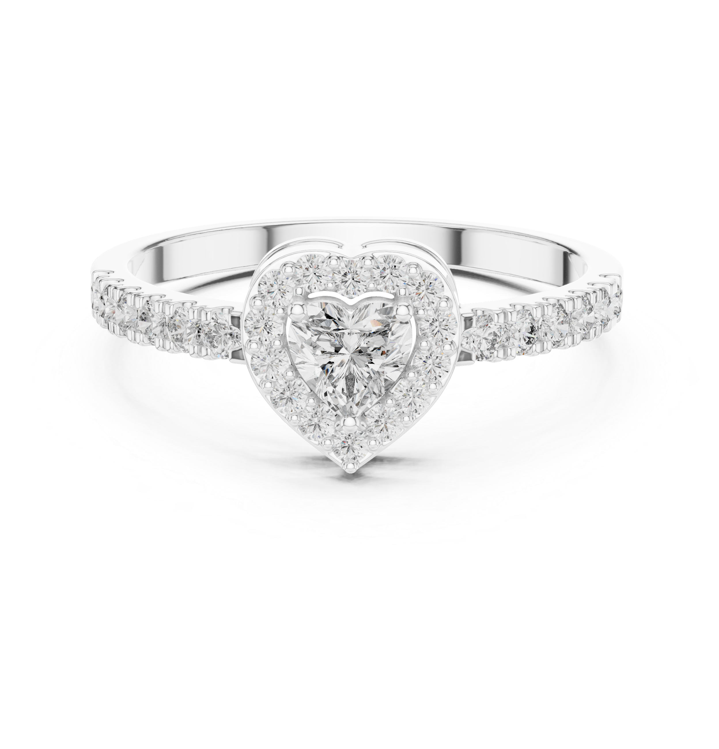 Heart Diamond Halo Ring