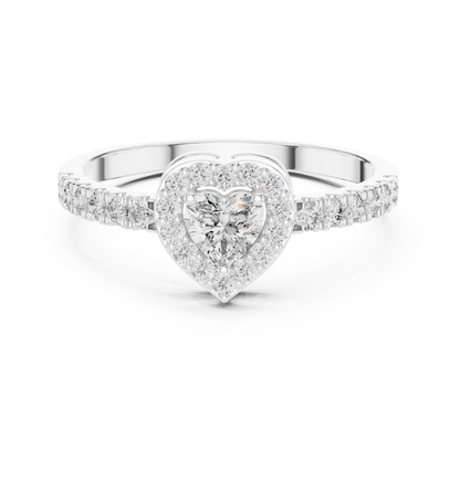 Heart Diamond Halo Ring